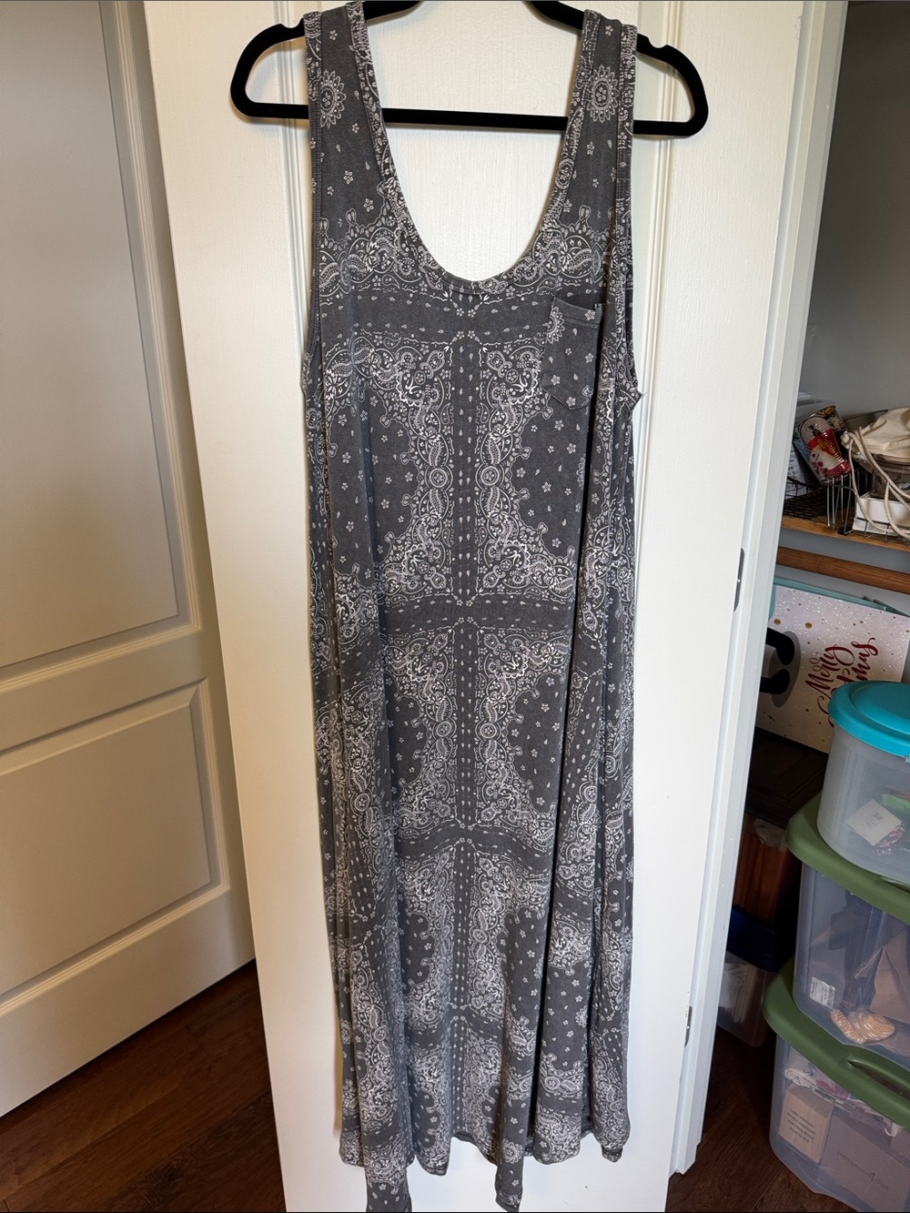 easel Gray Bandana-Print Sleeveless Maxi Dress